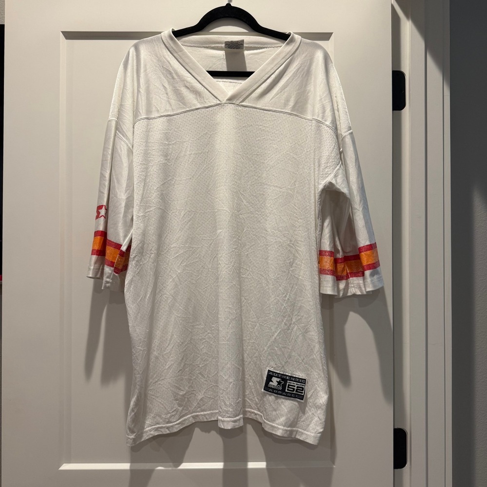 Vintage Starter Football Jersey White Mesh V-Neck 52 XL USA Made 90s